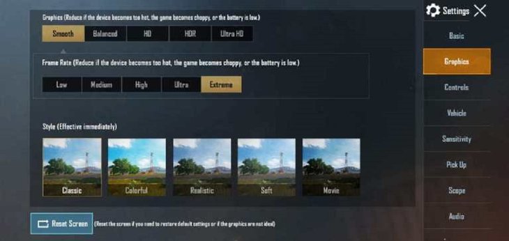 PUBG Mobile Graphics Settings