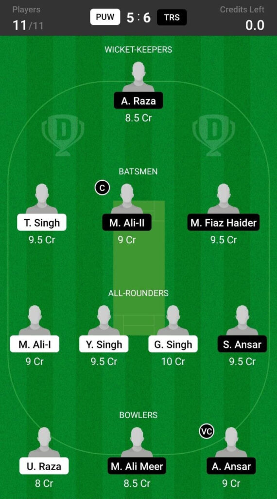 Grand League Team For Prediction Trinitat Royal Stars vs Punjab Warriors