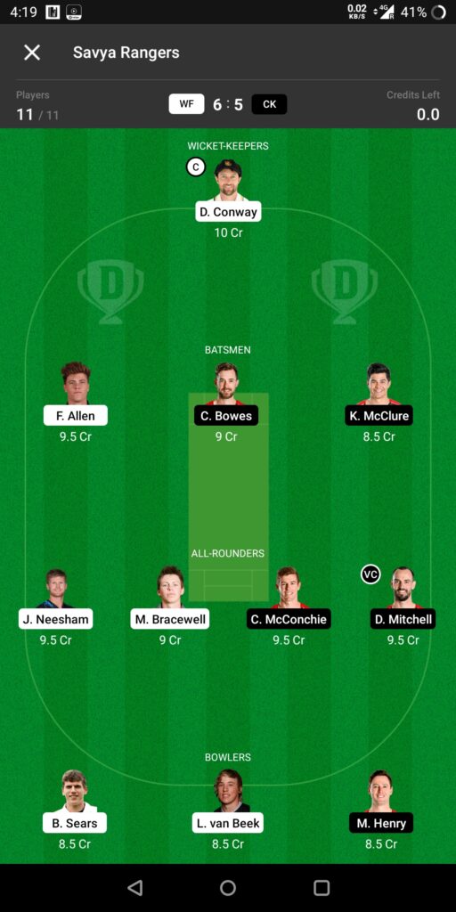 Head To Head Team For Wellington Firebirds vs Canterbury Kings