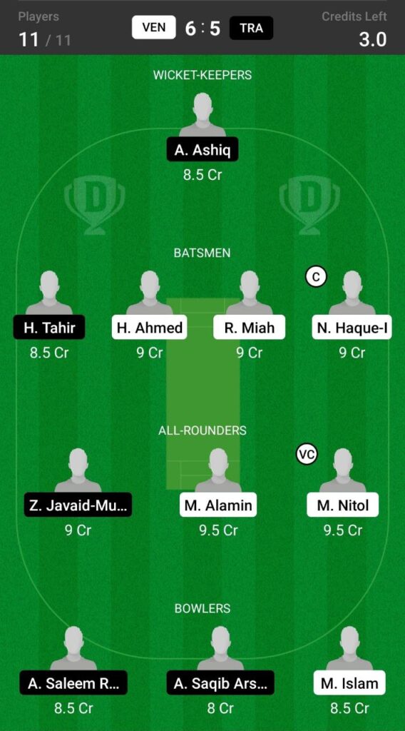 Head to Head Dream11 Team Prediction VEN vs TRA