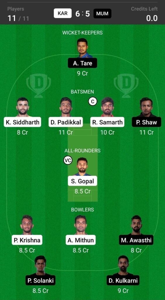 Head To Head Team For Karnataka vs Mumbai