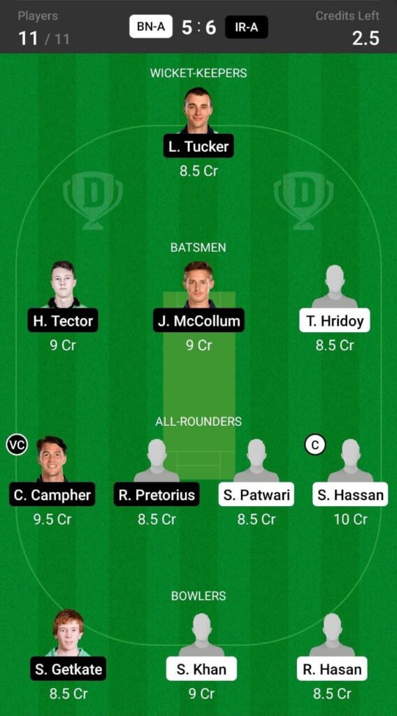 Grand League Team For Bangladesh-A vs Ireland-A