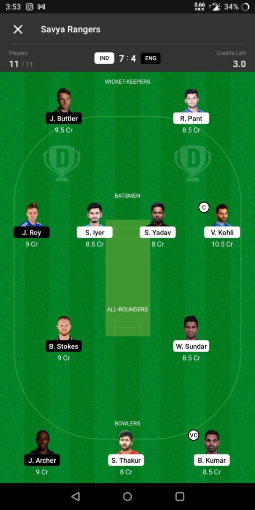 Head To Head Teams For IND vs ENG