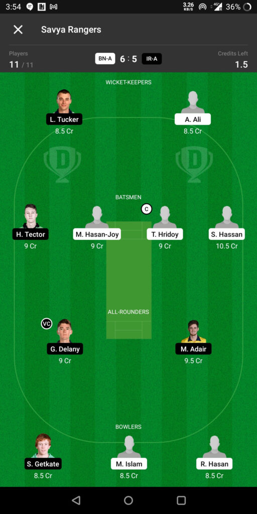 Head To Head Team For Bangladesh-A vs Ireland-A
