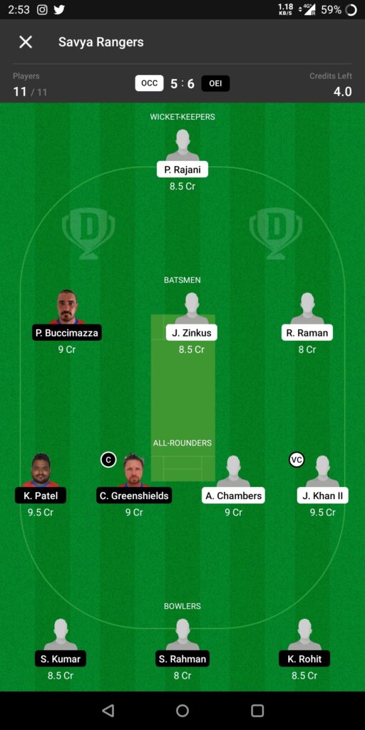 Head to Head Dream11 Team Prediction OCC vs OEI